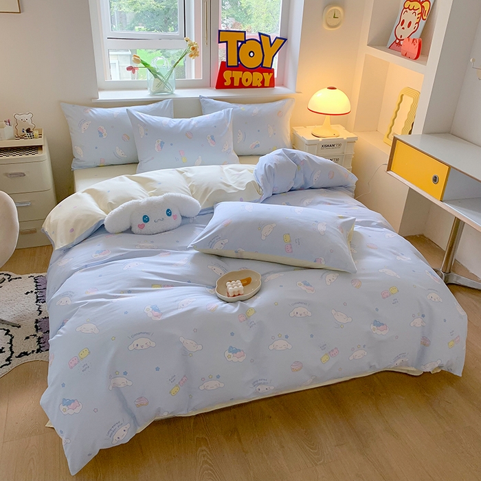 91家纺网 家纺一手货源 找家纺 玉元坊 2025新款三丽鸥系列 纯棉床单全棉床裙三四件套 基础款 云朵大耳狗【简约款】