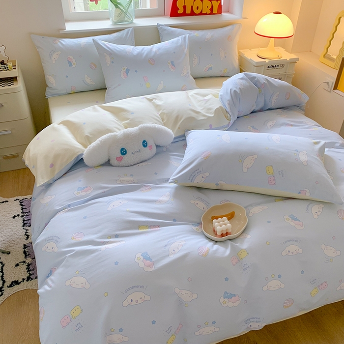 91家纺网 家纺一手货源 找家纺 玉元坊 2025新款三丽鸥系列 纯棉床单全棉床裙三四件套 基础款 云朵大耳狗【简约款】