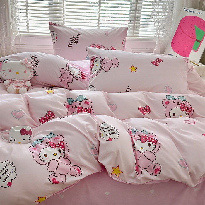 91家纺网 家纺一手货源 找家纺 玉元坊 2025新款三丽鸥系列 纯棉床单全棉床裙三四件套 基础款 babyKT-基础款