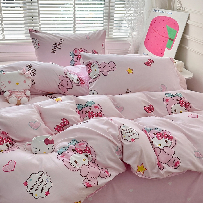 91家纺网 家纺一手货源 找家纺 玉元坊 2025新款三丽鸥系列 纯棉床单全棉床裙三四件套 基础款 babyKT-基础款