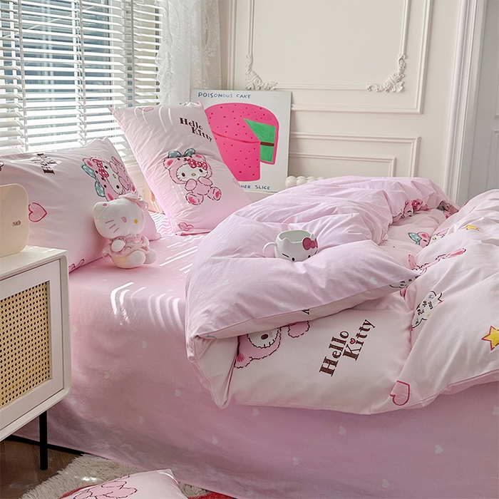 91家纺网 家纺一手货源 找家纺 玉元坊 2025新款三丽鸥系列 纯棉床单全棉床裙三四件套 基础款 babyKT-基础款