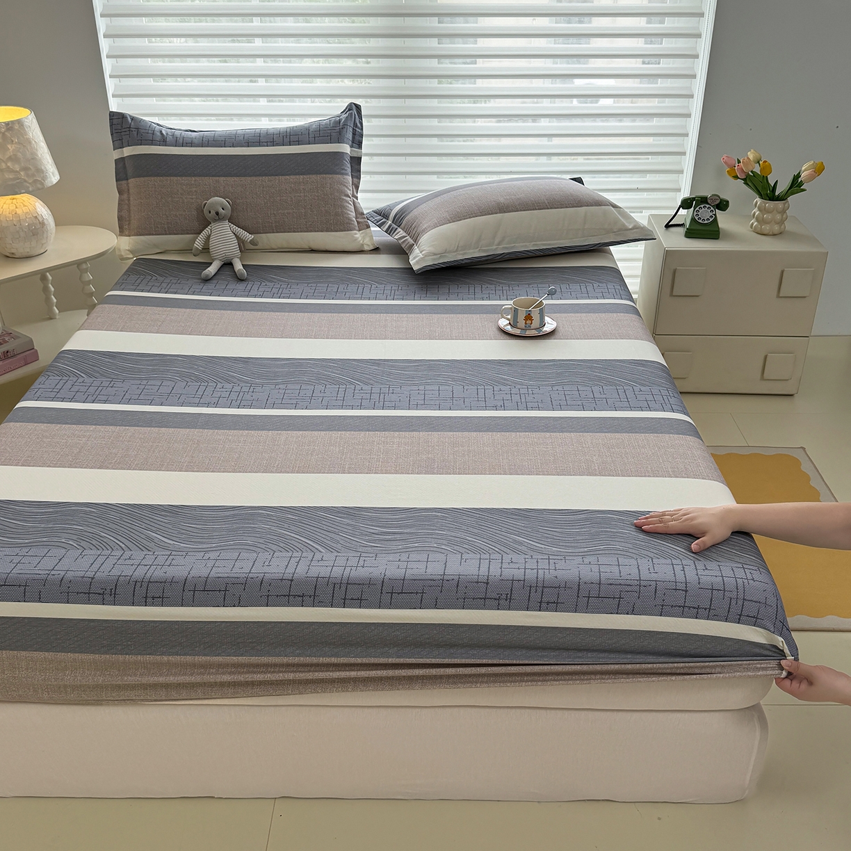 91家纺网 家纺一手货源 找家纺 壹贝家纺 2025新款A类印花全棉床笠 布兰卡