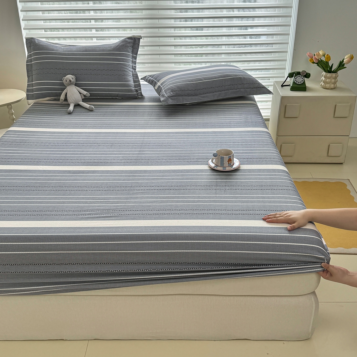 91家纺网 家纺一手货源 找家纺 （总）壹贝家纺 2025新款A类印花全棉床笠