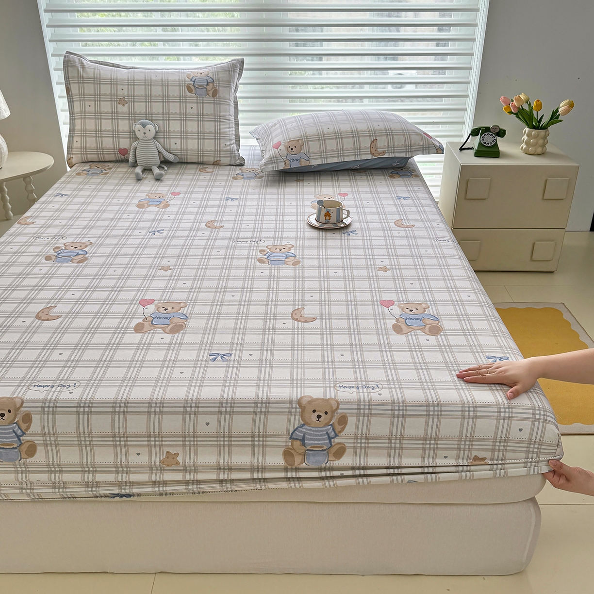 91家纺网 家纺一手货源 找家纺 壹贝家纺 2025新款A类印花全棉床笠 浮云初梦