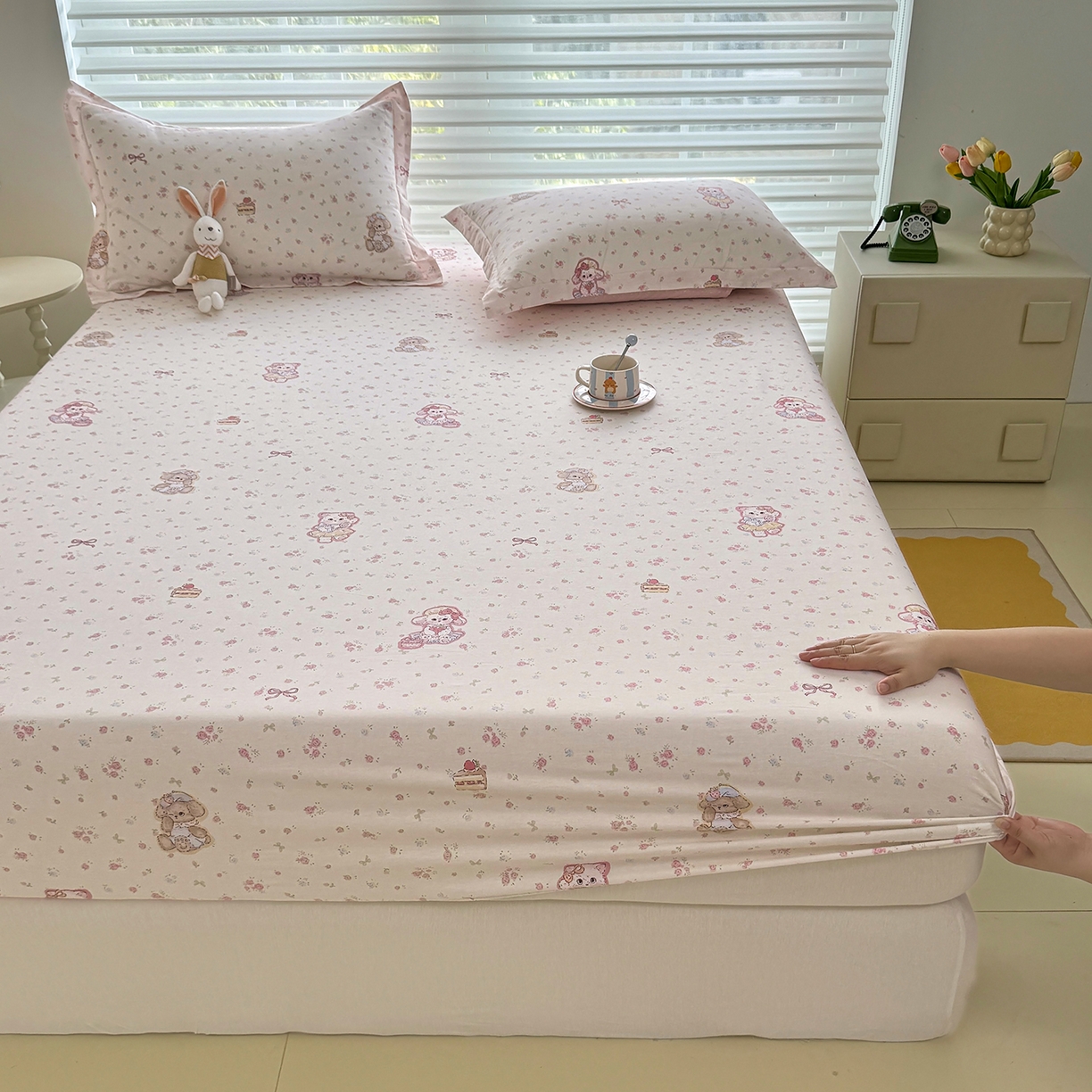 91家纺网 家纺一手货源 找家纺 壹贝家纺 2025新款A类印花全棉床笠 魔法精灵