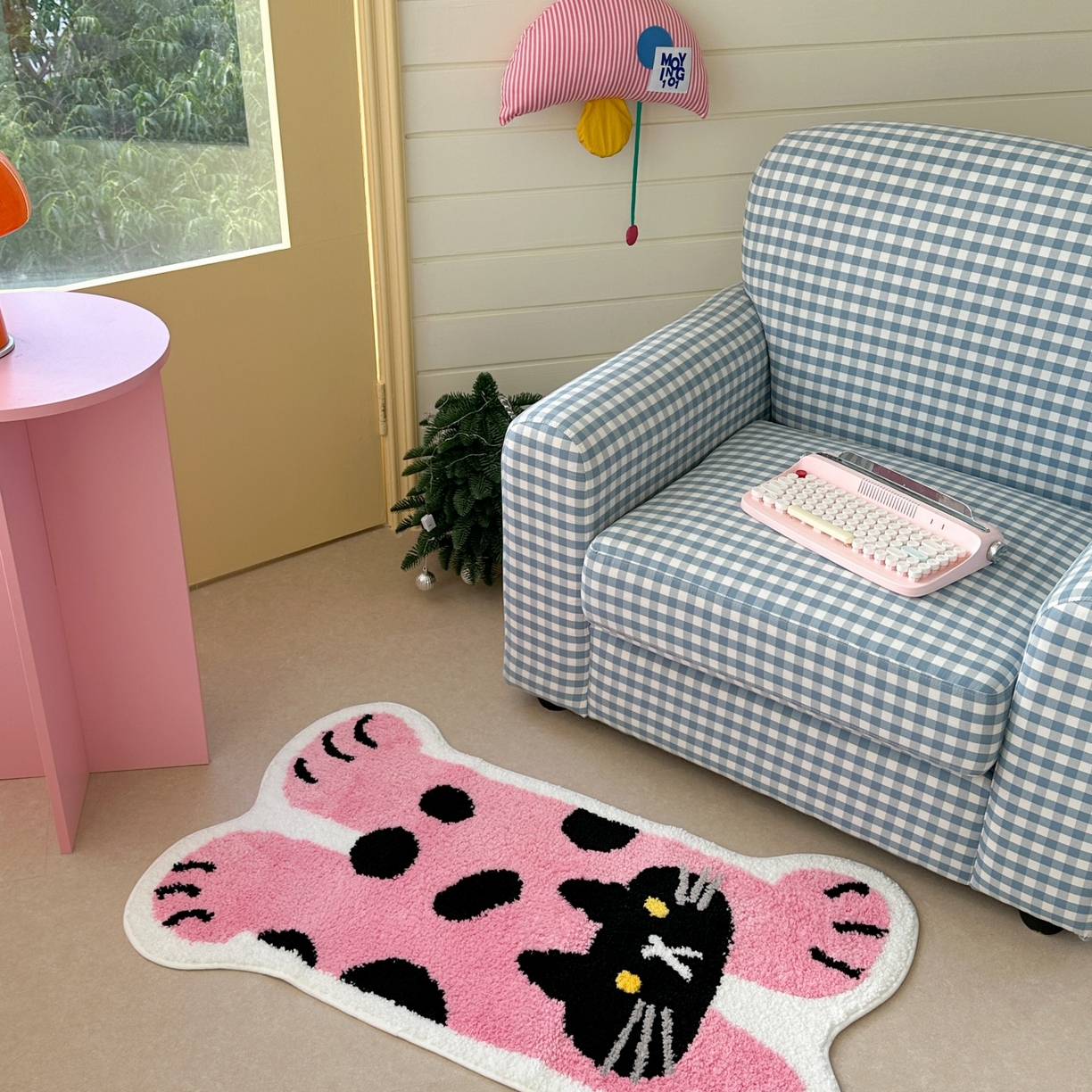 91家纺网 家纺一手货源 找家纺 觅糖家纺 2025新款云感卡通风治愈系地垫 多巴胺猫咪