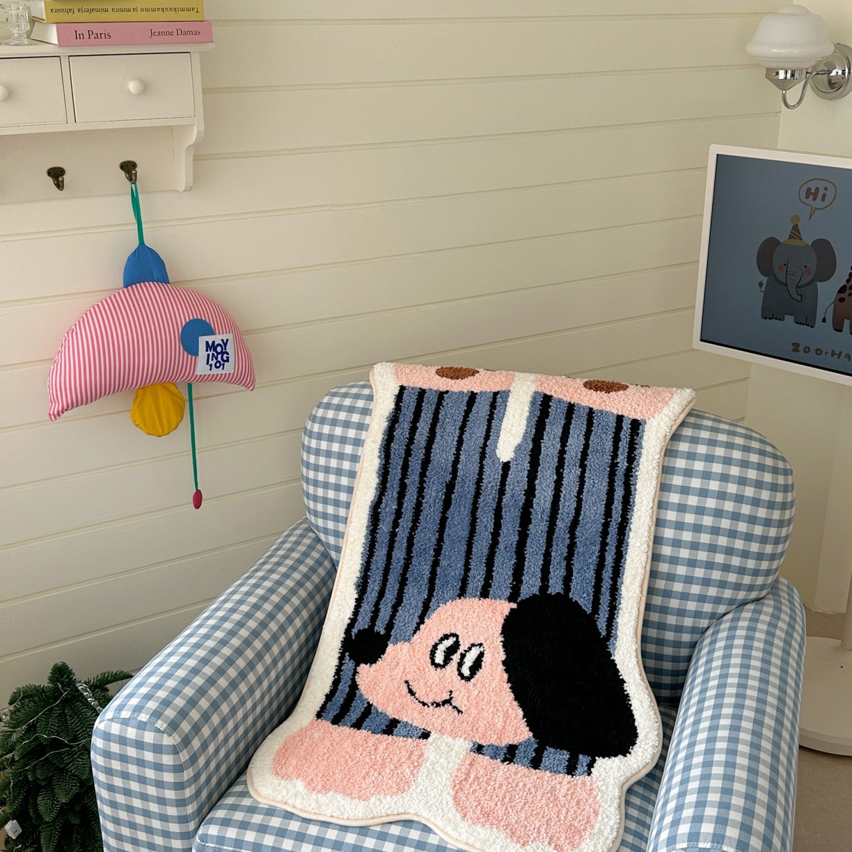 91家纺网 家纺一手货源 找家纺 觅糖家纺 2025新款云感卡通风治愈系地垫 条纹小狗