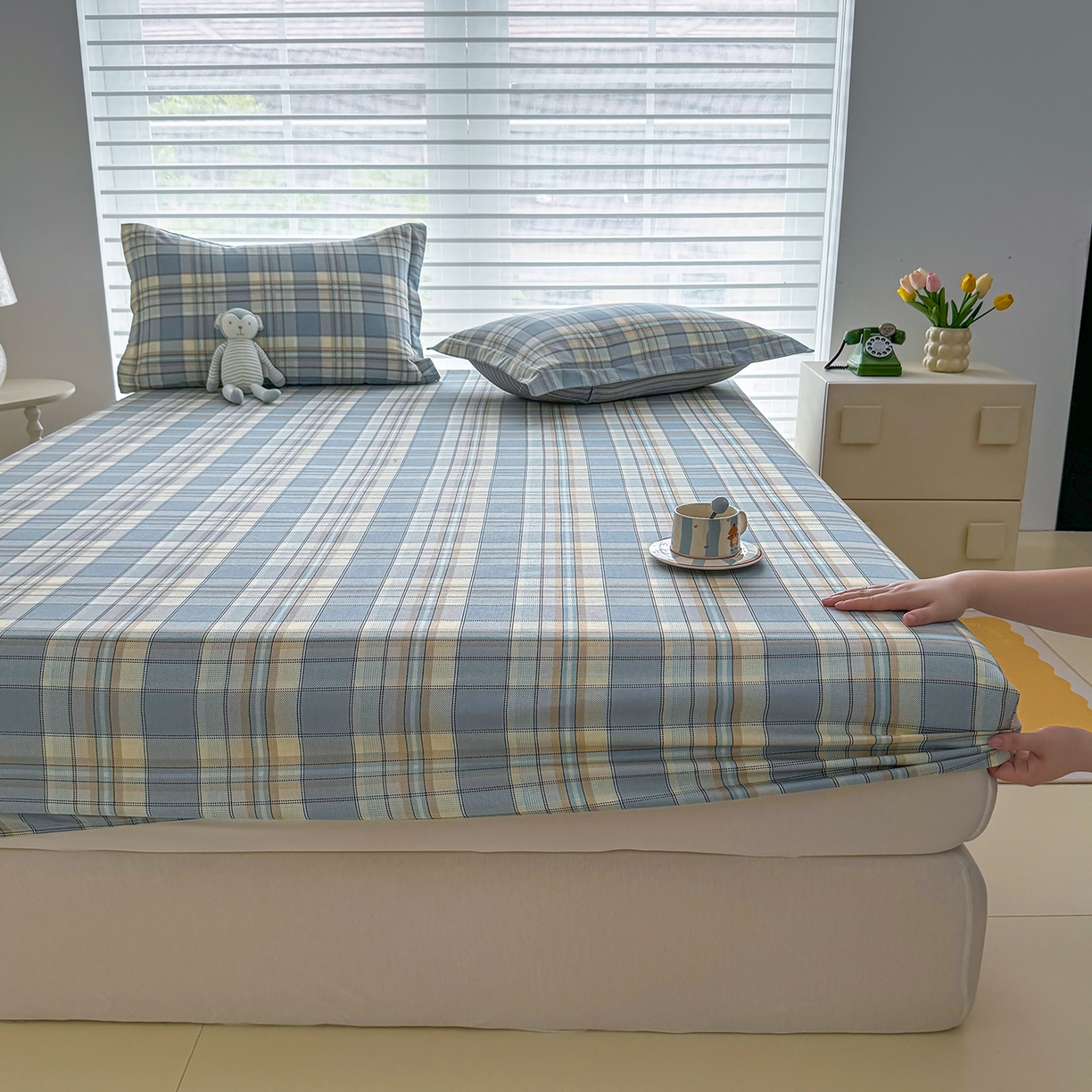 91家纺网 家纺一手货源 找家纺 壹贝家纺 2025新款A类印花全棉床笠 品质生活-兰