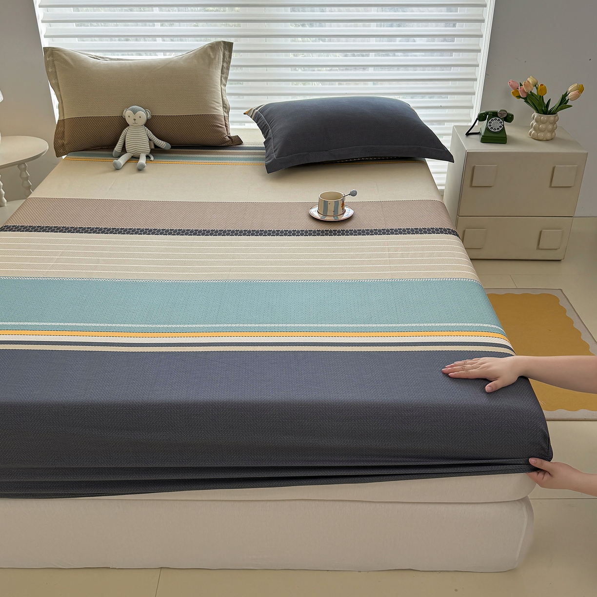 91家纺网 家纺一手货源 找家纺 壹贝家纺 2025新款A类印花全棉床笠 如果爱