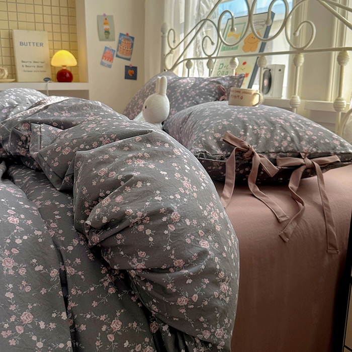 91家纺网 家纺一手货源 找家纺 （总）漫仙阁家纺2025新款蝴蝶结绑带款四件套-碎花系列