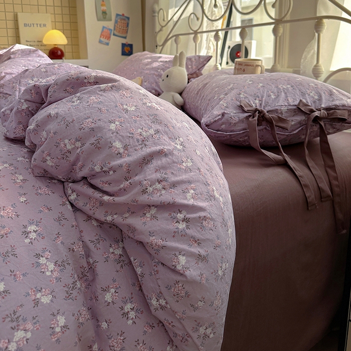 91家纺网 家纺一手货源 找家纺 （总）漫仙阁家纺2025新款蝴蝶结绑带款四件套-碎花系列