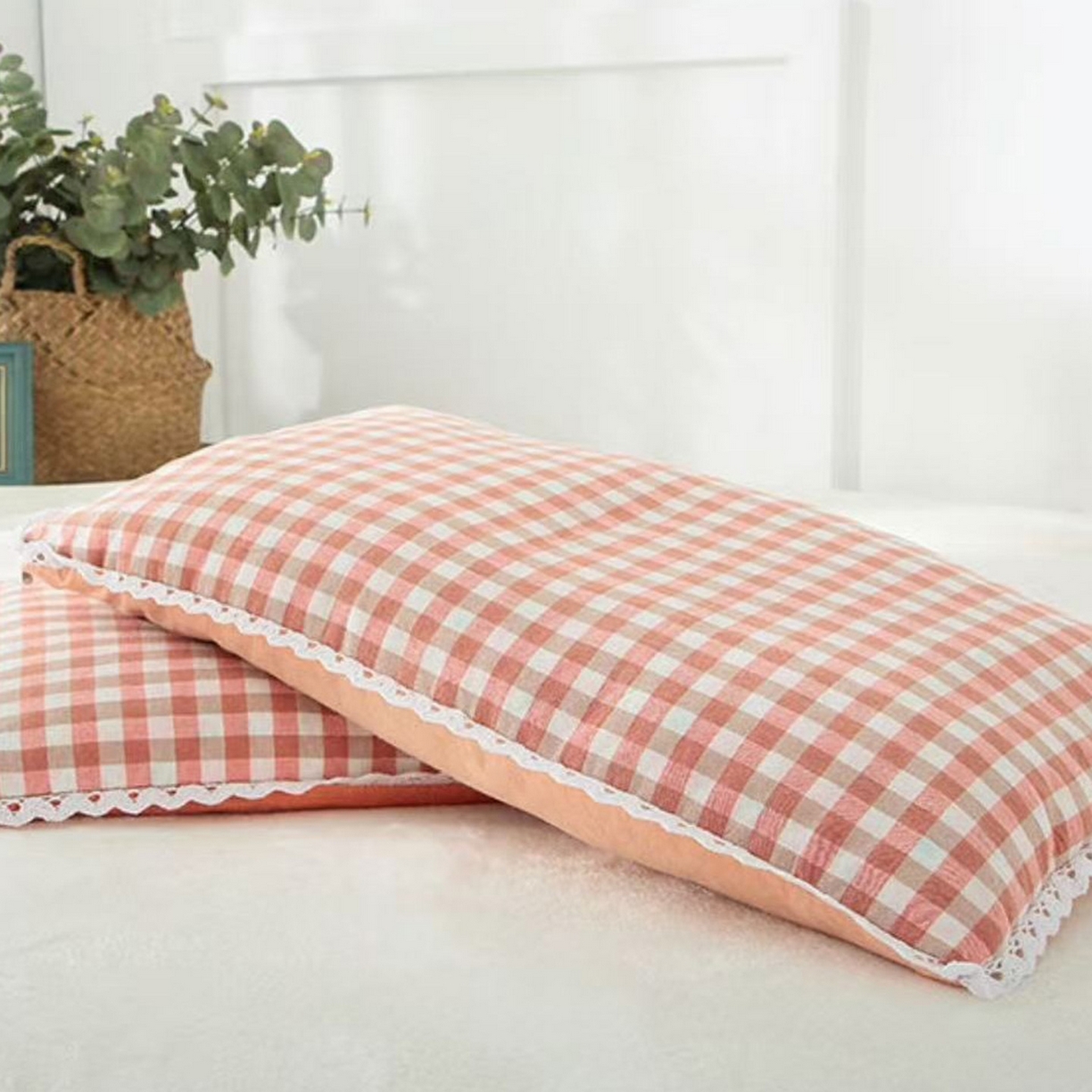 91家纺网 家纺一手货源 找家纺 爱尚家枕芯 2025新款纯荞麦枕枕头枕芯 小橘格 30*50cm/只