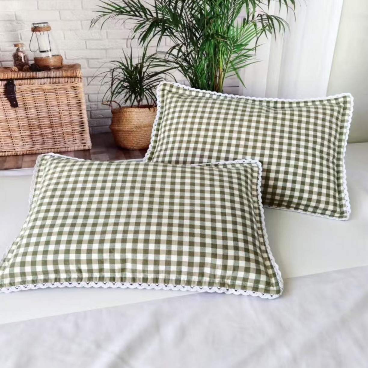 91家纺网 家纺一手货源 找家纺 爱尚家枕芯 2025新款纯荞麦枕枕头枕芯 小绿格 30*50cm/只