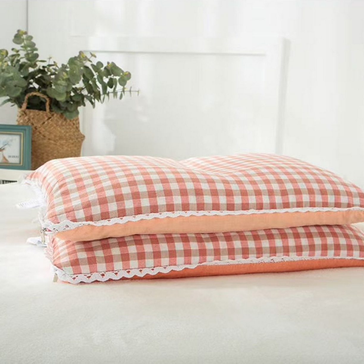 91家纺网 家纺一手货源 找家纺 爱尚家枕芯 2025新款纯荞麦枕枕头枕芯 小橘格 30*50cm/只