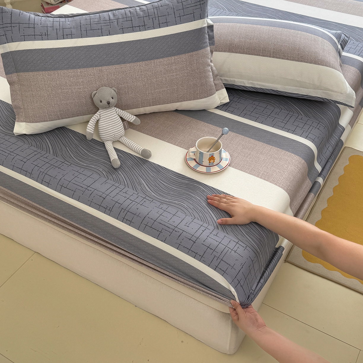 91家纺网 家纺一手货源 找家纺 壹贝家纺 2025新款A类印花全棉床笠 布兰卡