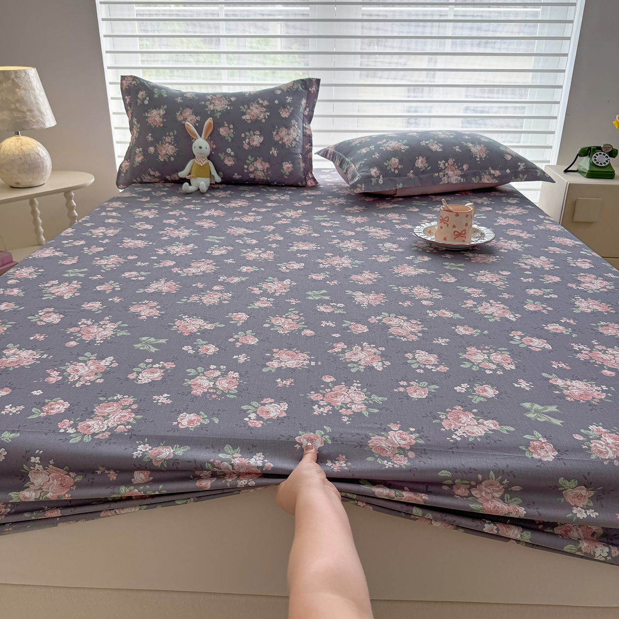 91家纺网 家纺一手货源 找家纺 壹贝家纺 2025新款A类印花全棉床笠 繁花