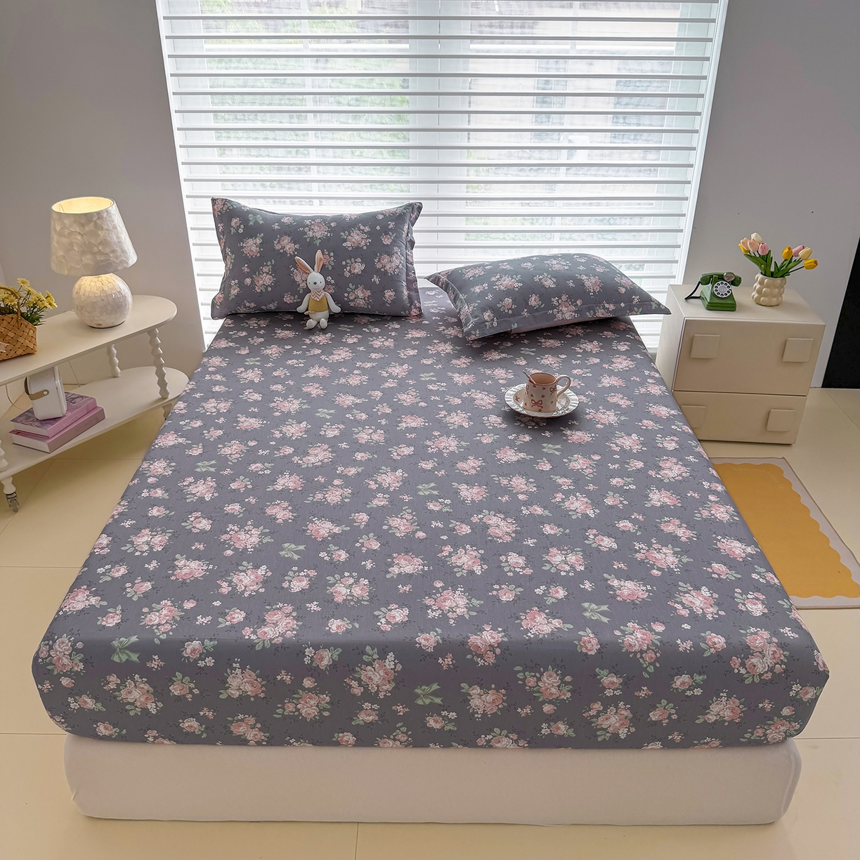 91家纺网 家纺一手货源 找家纺 壹贝家纺 2025新款A类印花全棉床笠 繁花