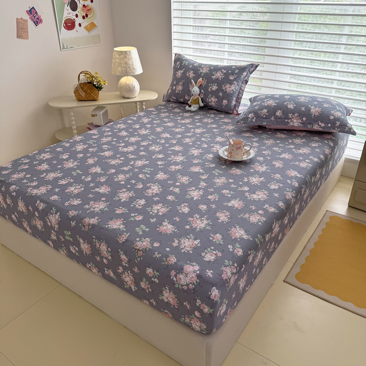 91家纺网 家纺一手货源 找家纺 壹贝家纺 2025新款A类印花全棉床笠 繁花