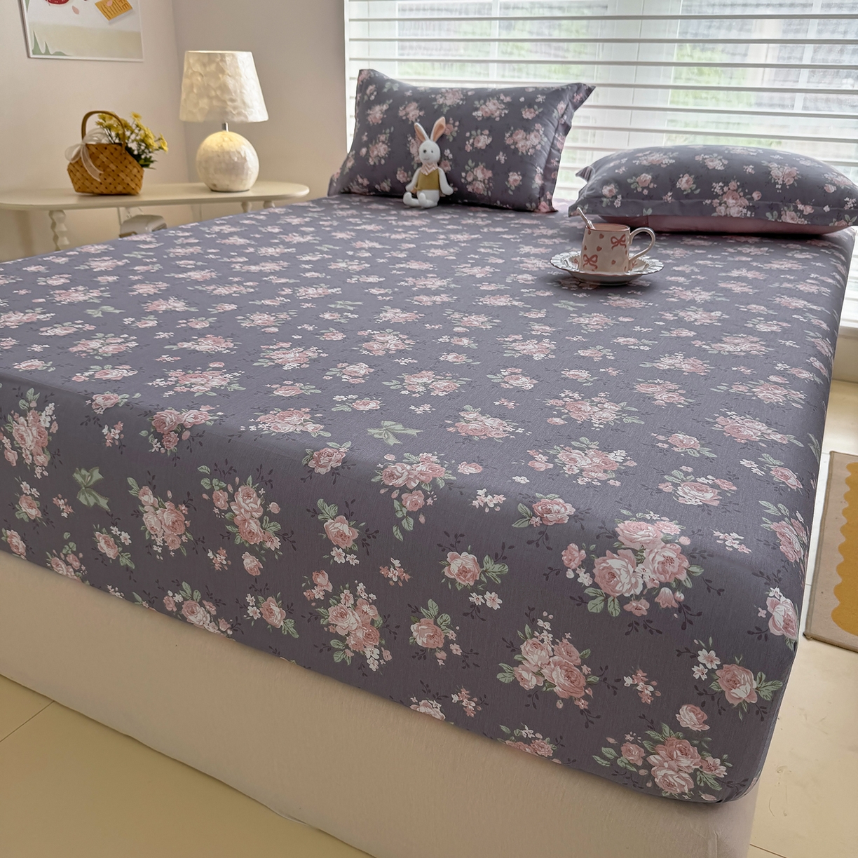 91家纺网 家纺一手货源 找家纺 壹贝家纺 2025新款A类印花全棉床笠 繁花