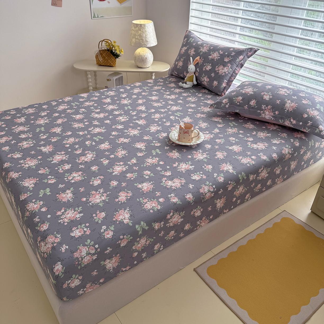 91家纺网 家纺一手货源 找家纺 壹贝家纺 2025新款A类印花全棉床笠 繁花