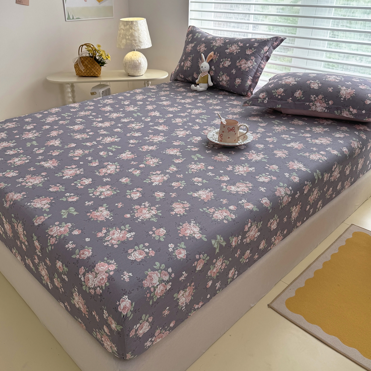 91家纺网 家纺一手货源 找家纺 壹贝家纺 2025新款A类印花全棉床笠 繁花