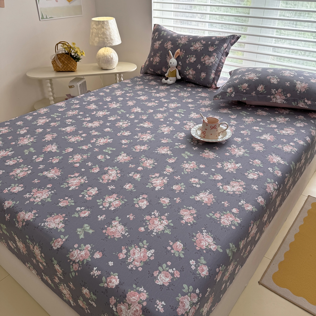 91家纺网 家纺一手货源 找家纺 壹贝家纺 2025新款A类印花全棉床笠 繁花