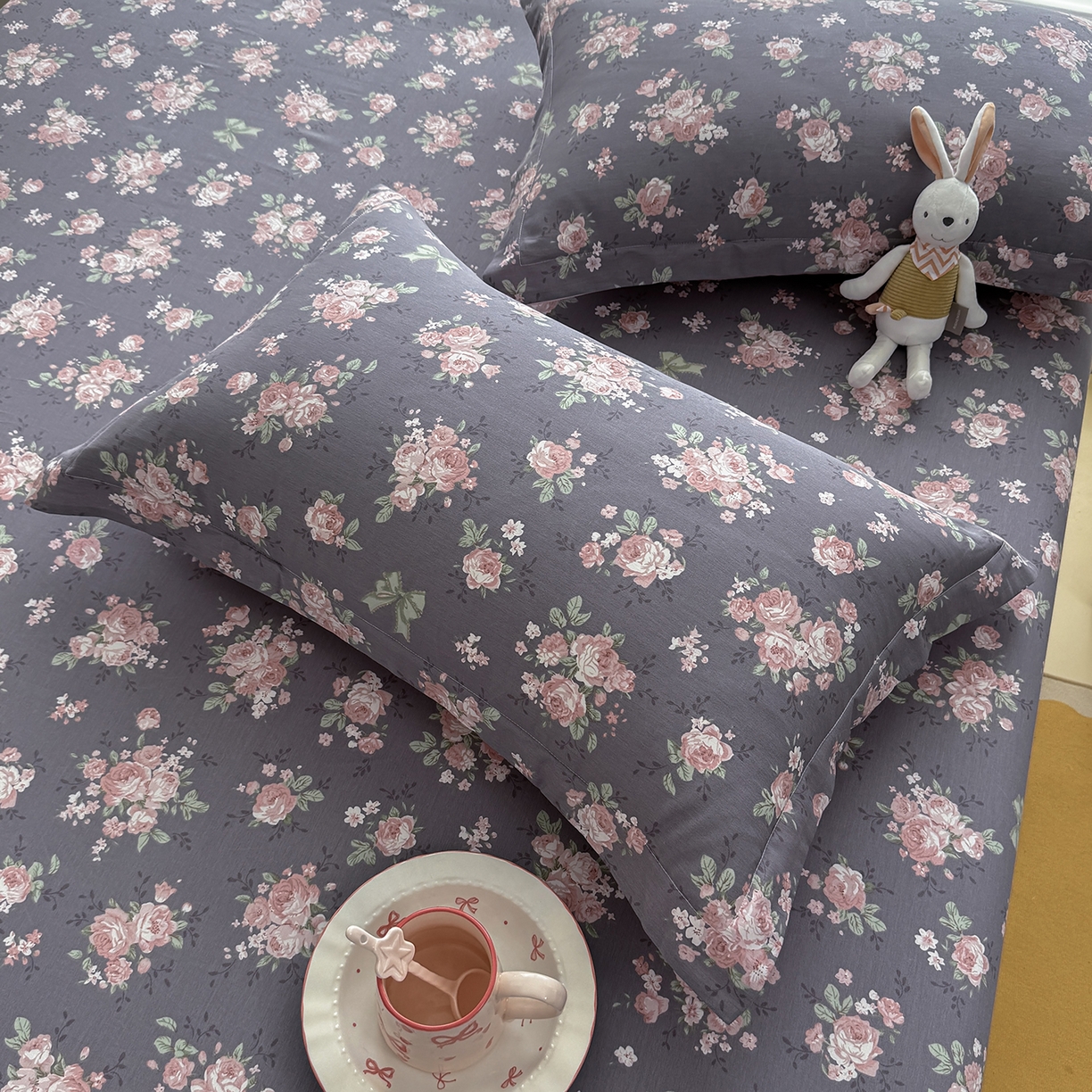 91家纺网 家纺一手货源 找家纺 壹贝家纺 2025新款A类印花全棉床笠 繁花