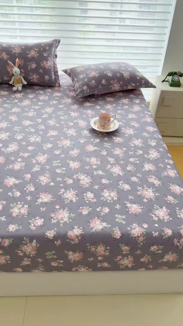 91家纺网 家纺一手货源 找家纺 壹贝家纺 2025新款A类印花全棉床笠 繁花