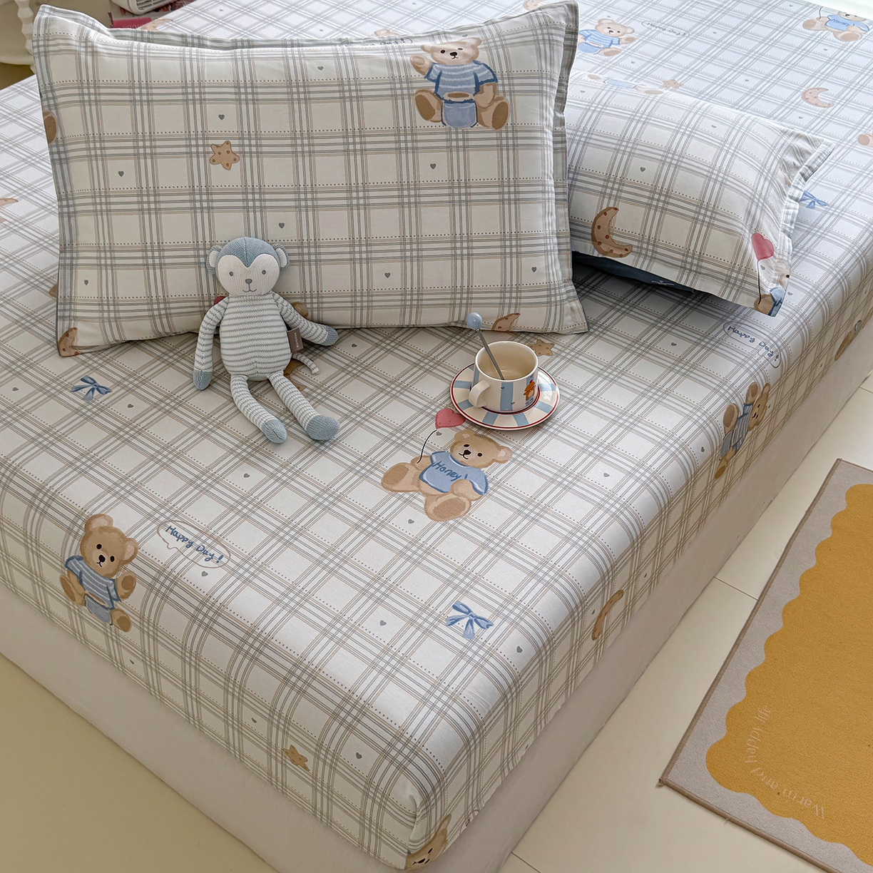 91家纺网 家纺一手货源 找家纺 壹贝家纺 2025新款A类印花全棉床笠 浮云初梦