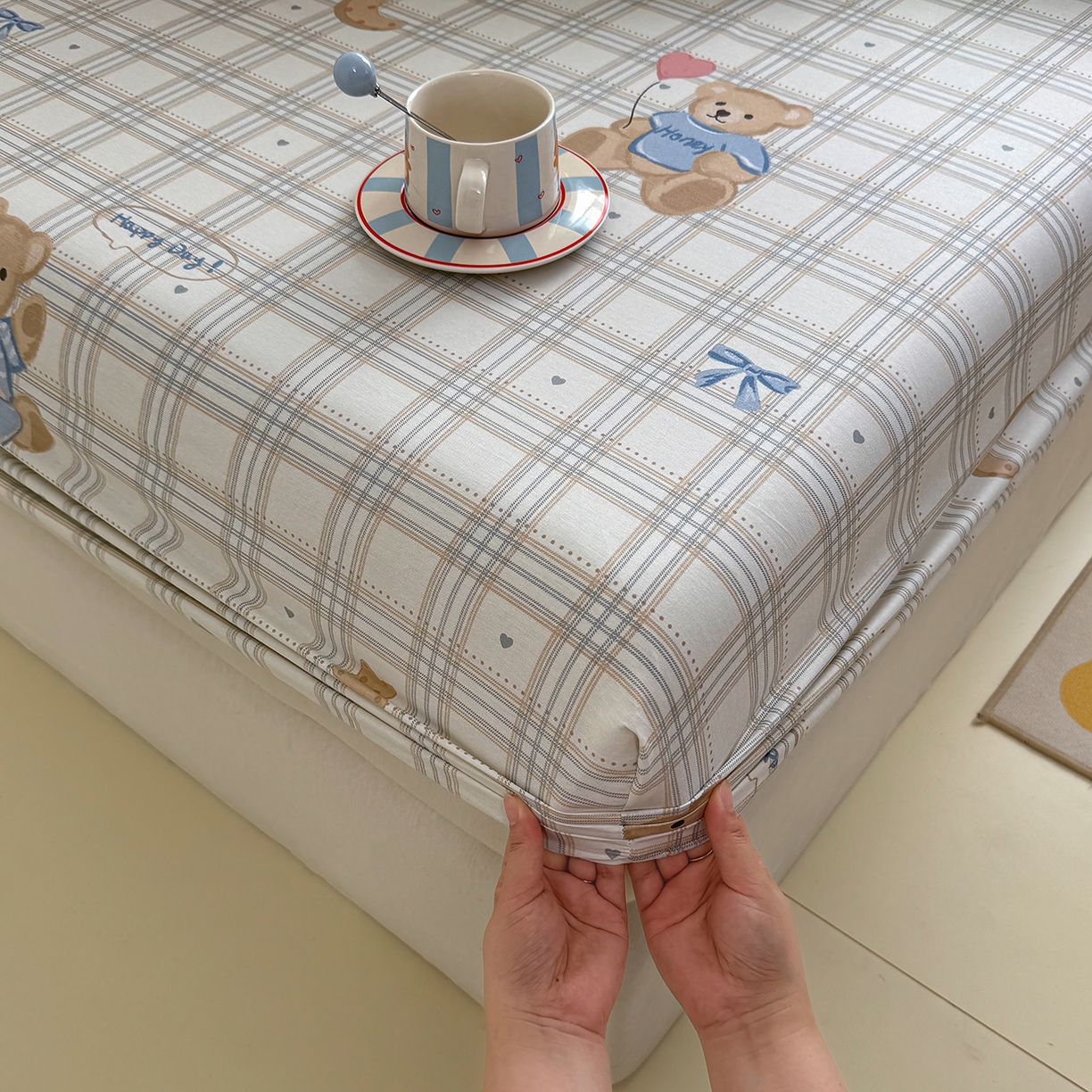 91家纺网 家纺一手货源 找家纺 壹贝家纺 2025新款A类印花全棉床笠 浮云初梦