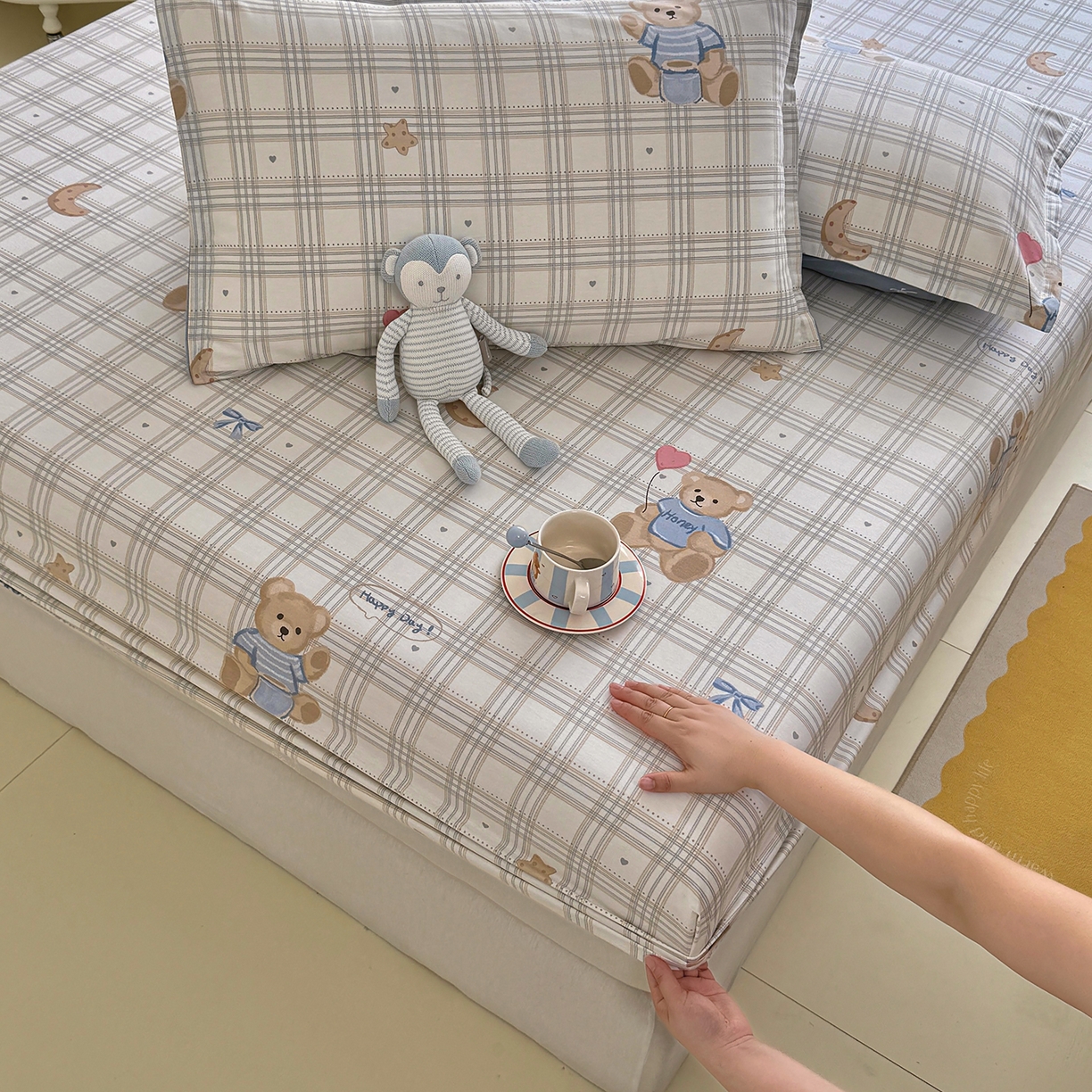 91家纺网 家纺一手货源 找家纺 壹贝家纺 2025新款A类印花全棉床笠 浮云初梦