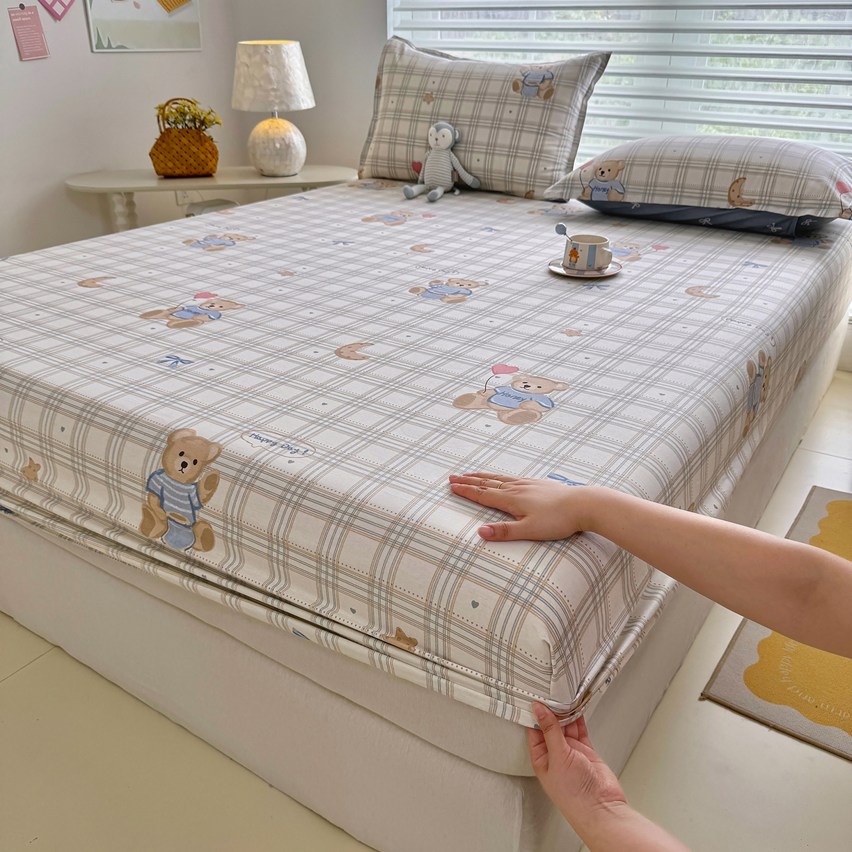 91家纺网 家纺一手货源 找家纺 壹贝家纺 2025新款A类印花全棉床笠 浮云初梦