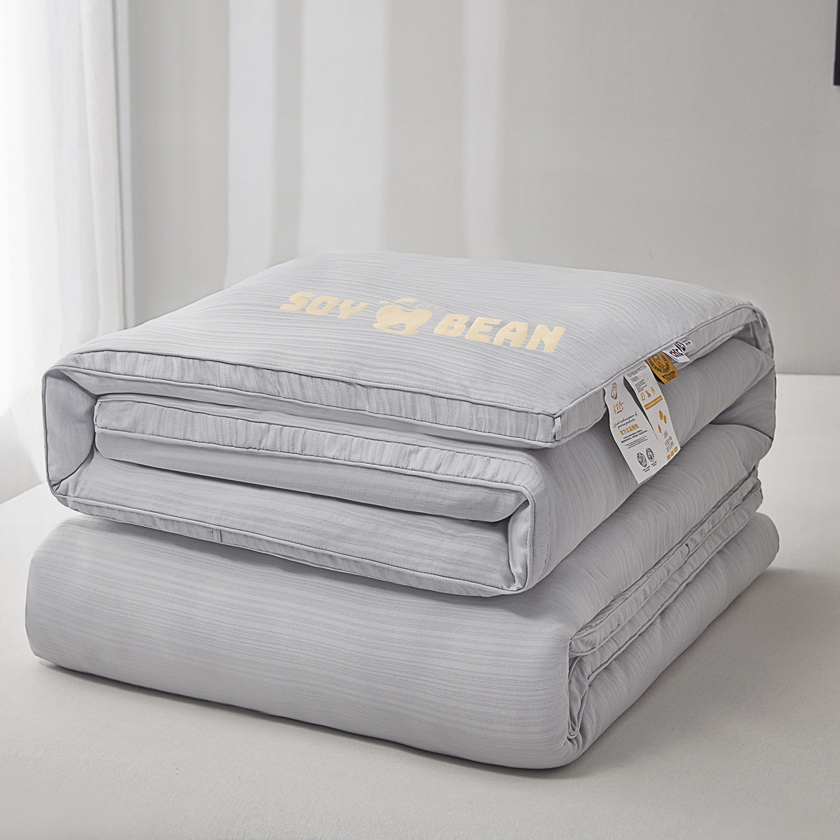 恒科家纺 2025新款提花55%李官奇大豆纤维大豆被春秋被冬被被芯空调被 提花-雾灰蓝