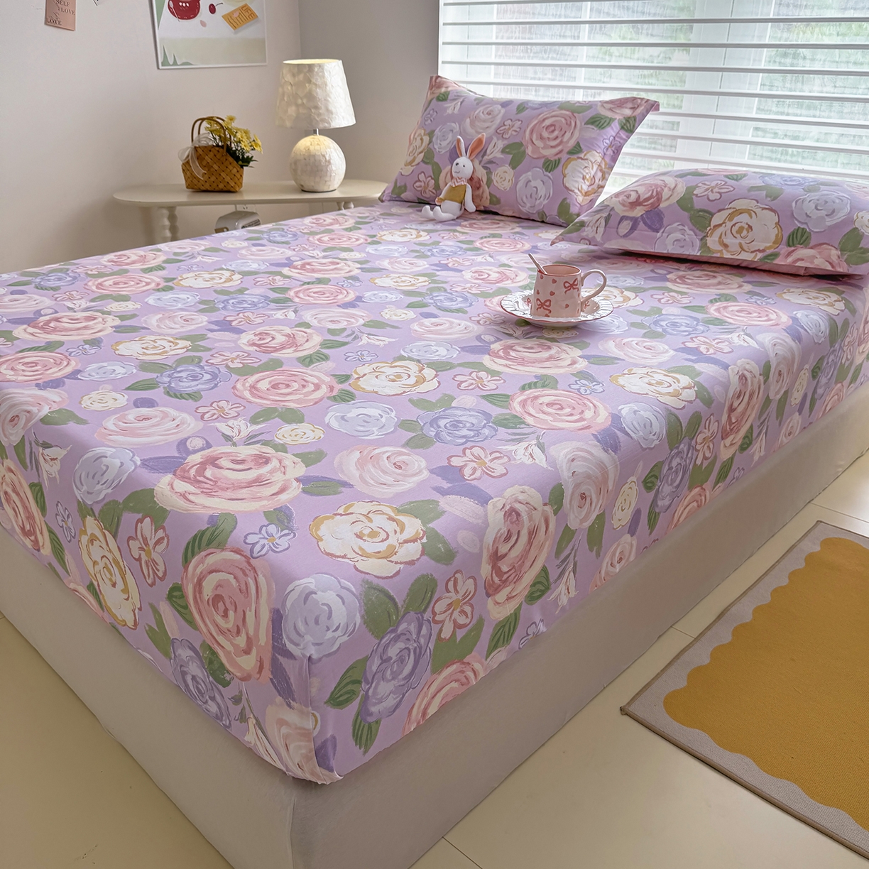 91家纺网 家纺一手货源 找家纺 壹贝家纺 2025新款A类印花全棉床笠 国色天香