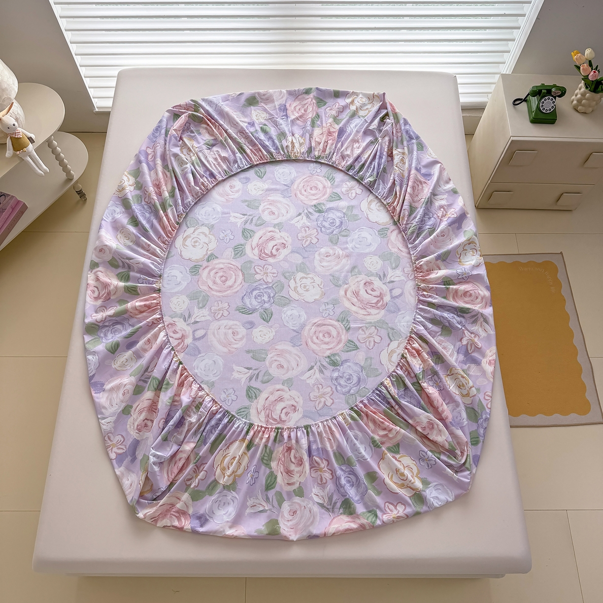 91家纺网 家纺一手货源 找家纺 壹贝家纺 2025新款A类印花全棉床笠 国色天香