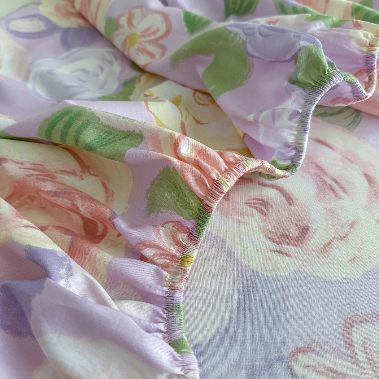 91家纺网 家纺一手货源 找家纺 壹贝家纺 2025新款A类印花全棉床笠 国色天香