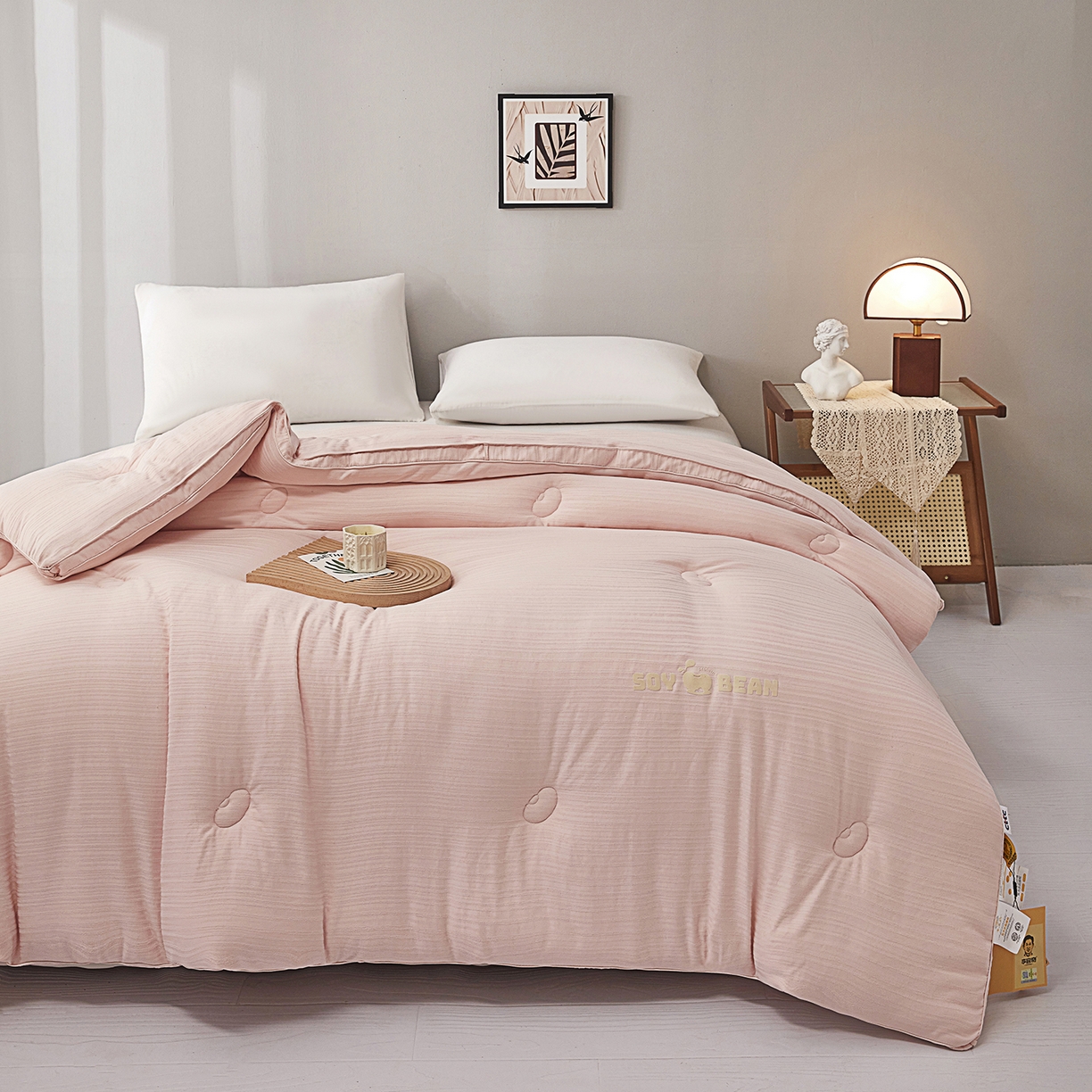 91家纺网 家纺一手货源 找家纺 恒科家纺 2025新款提花55%李官奇大豆纤维大豆被春秋被冬被被芯空调被 提花-青釉玉