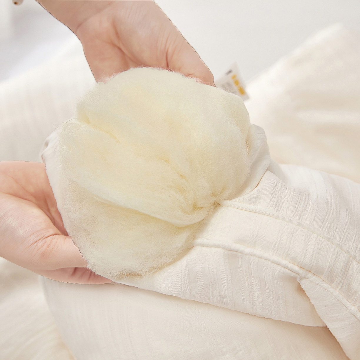 91家纺网 家纺一手货源 找家纺 恒科家纺 2025新款提花55%李官奇大豆纤维大豆被春秋被冬被被芯空调被 提花-云绒白