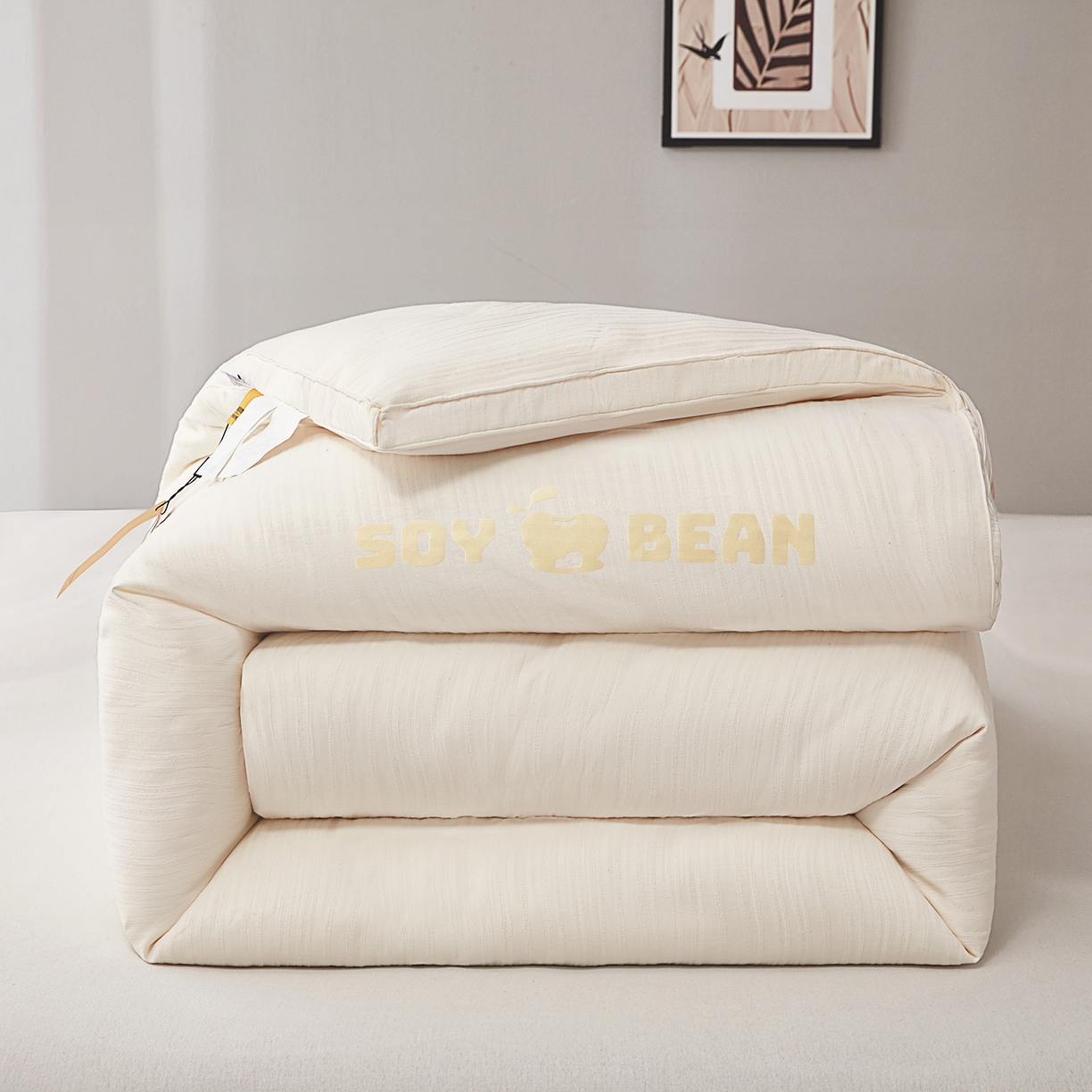 91家纺网 家纺一手货源 找家纺 恒科家纺 2025新款提花55%李官奇大豆纤维大豆被春秋被冬被被芯空调被 提花-云绒白