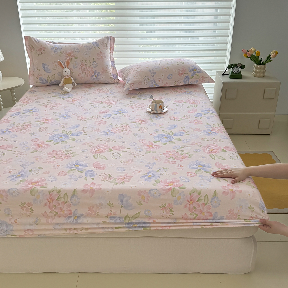 壹贝家纺 2025新款A类印花全棉床笠 浣溪沙