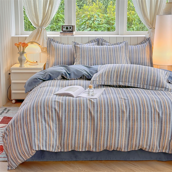 91家纺网 家纺一手货源 找家纺 简约家纺 2025新款全棉磨毛四件套 艾尔伦-蓝