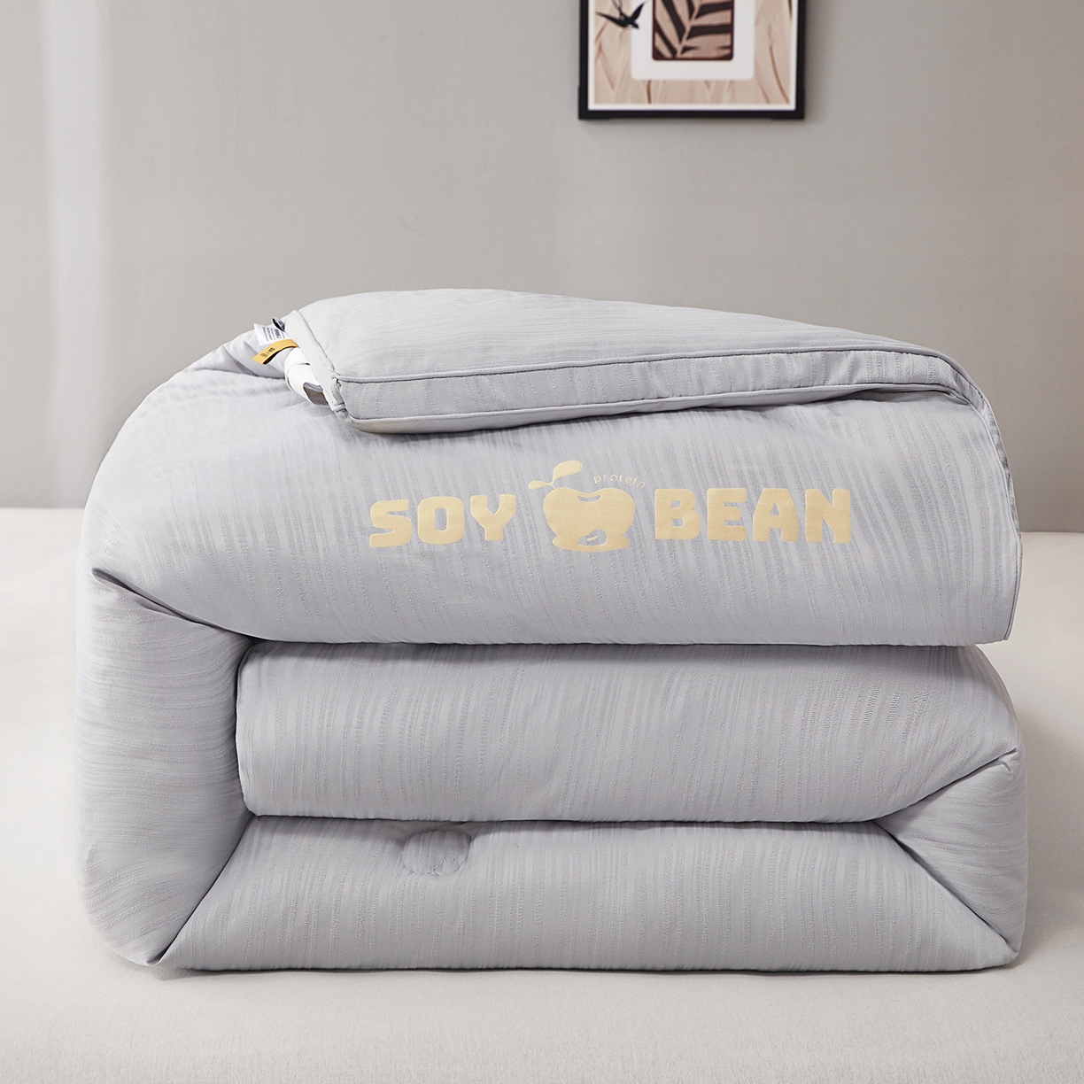 91家纺网 家纺一手货源 找家纺 恒科家纺 2025新款提花55%李官奇大豆纤维大豆被春秋被冬被被芯空调被 提花-雾灰蓝