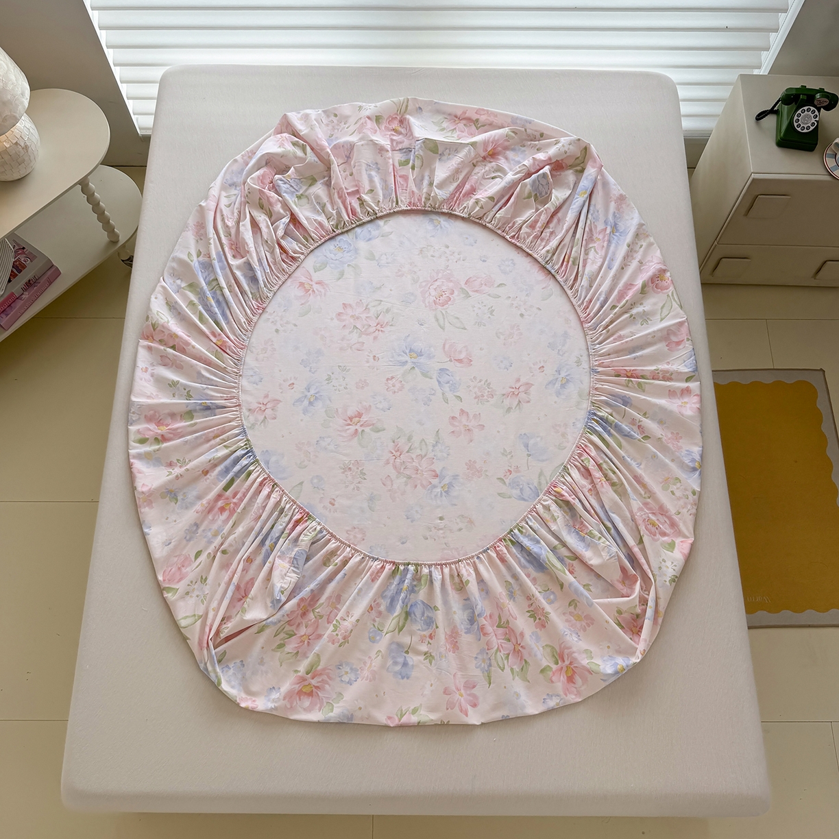 91家纺网 家纺一手货源 找家纺 壹贝家纺 2025新款A类印花全棉床笠 浣溪沙