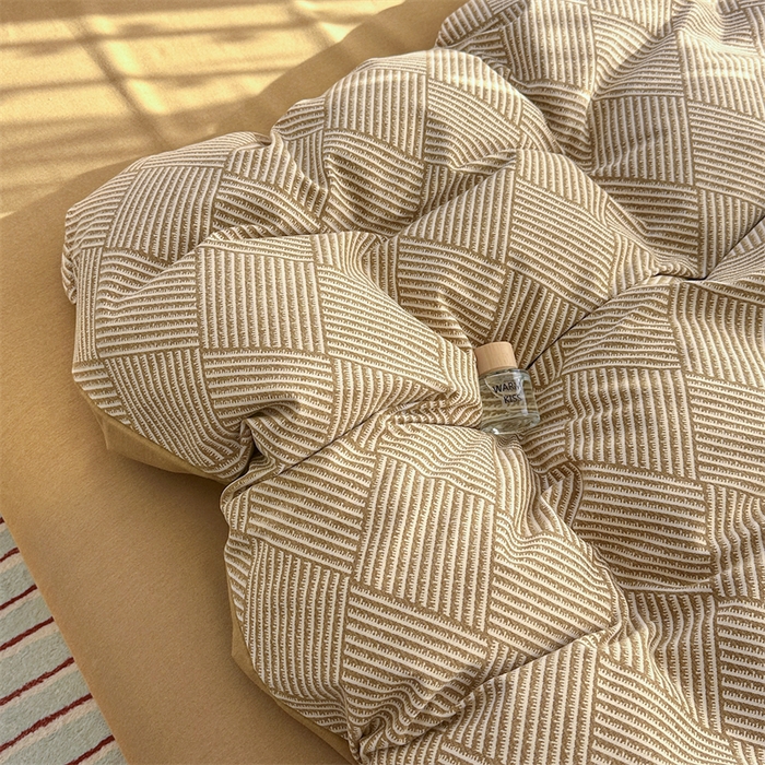 91家纺网 家纺一手货源 找家纺 简约家纺 2025新款全棉磨毛四件套 春雅格-咖