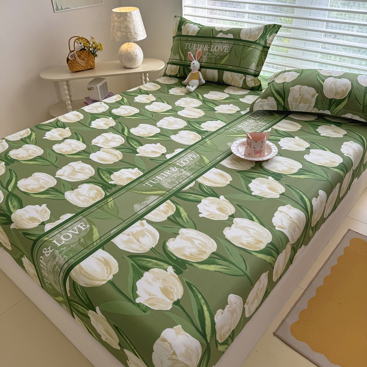 91家纺网 家纺一手货源 找家纺 壹贝家纺 2025新款A类印花全棉床笠 铃兰物语