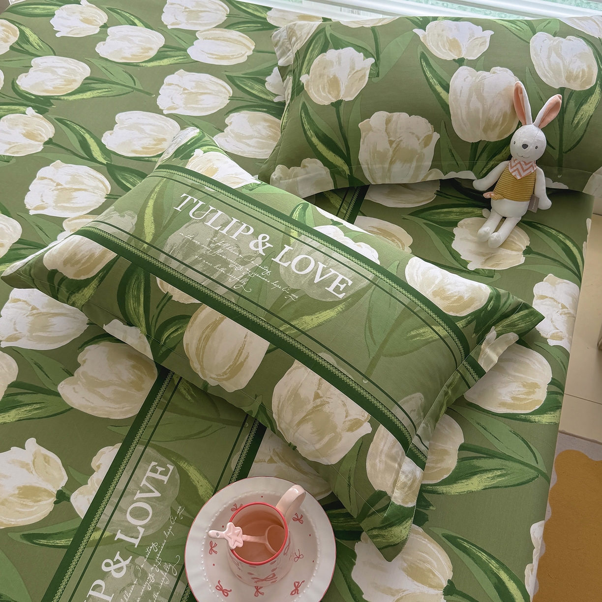 91家纺网 家纺一手货源 找家纺 壹贝家纺 2025新款A类印花全棉床笠 铃兰物语