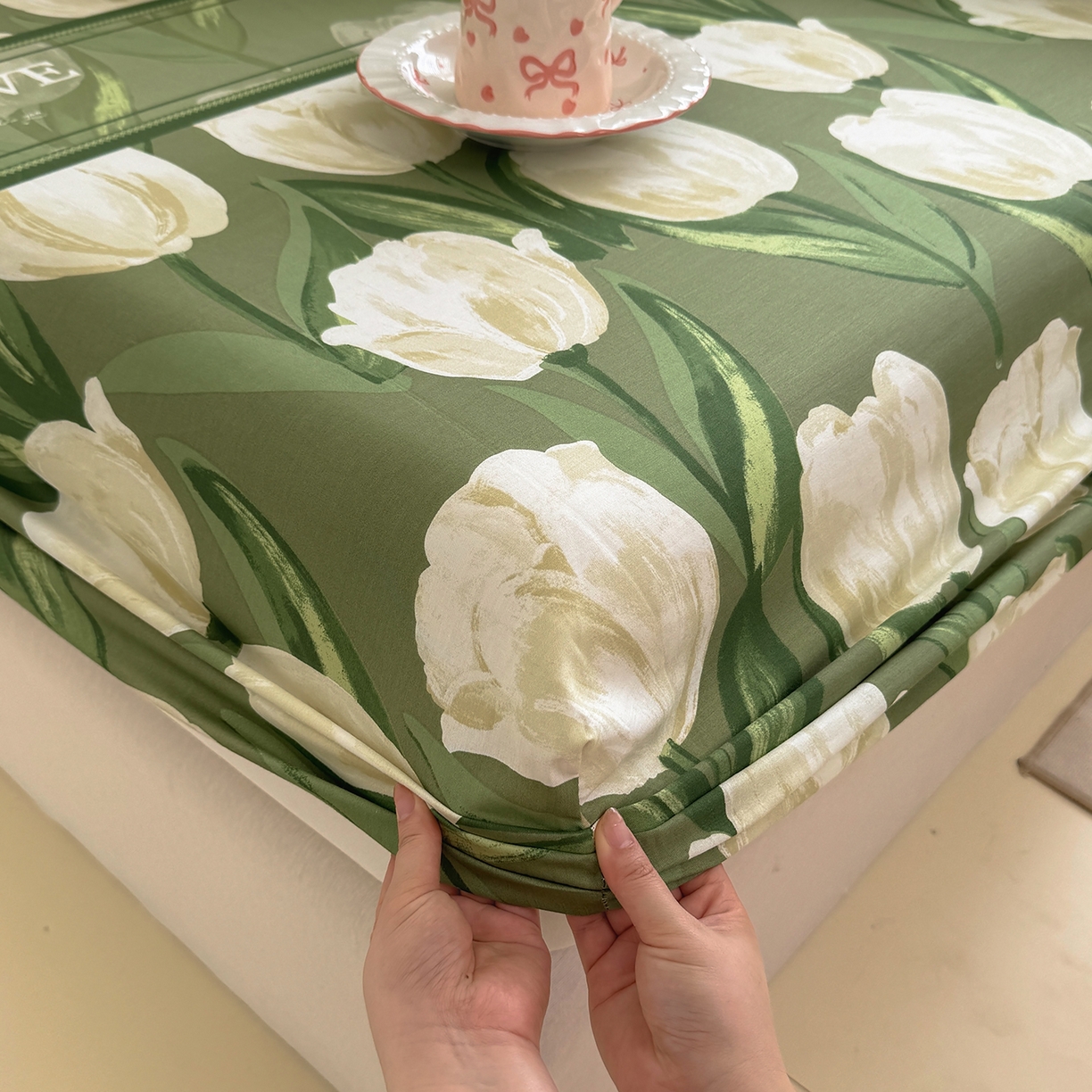 91家纺网 家纺一手货源 找家纺 壹贝家纺 2025新款A类印花全棉床笠 铃兰物语