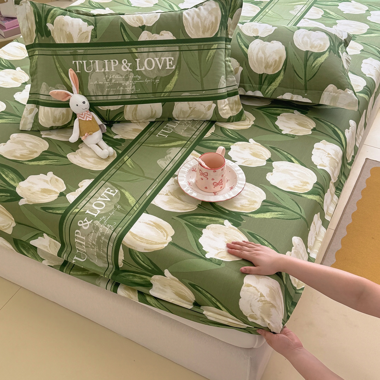 91家纺网 家纺一手货源 找家纺 壹贝家纺 2025新款A类印花全棉床笠 铃兰物语