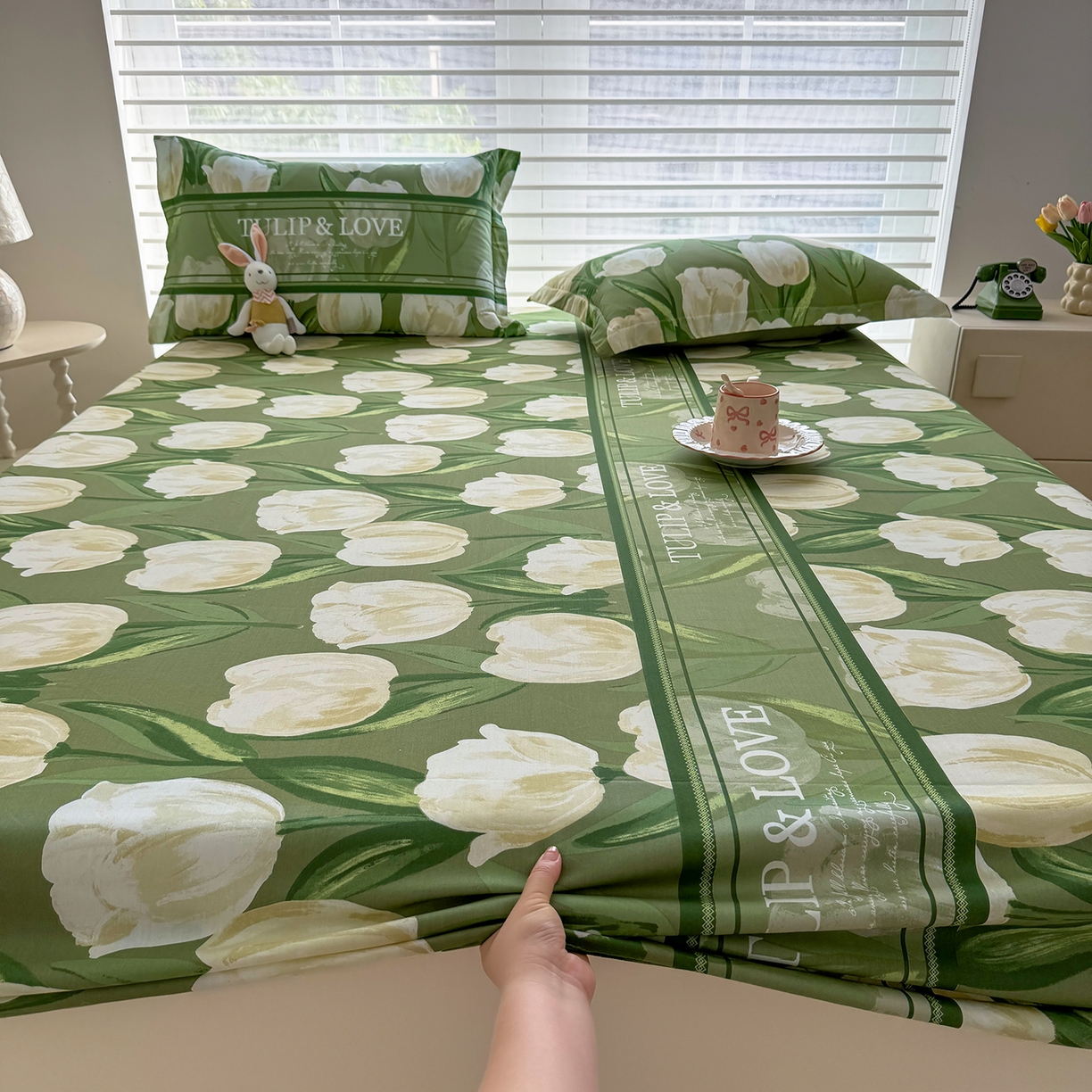 91家纺网 家纺一手货源 找家纺 壹贝家纺 2025新款A类印花全棉床笠 铃兰物语