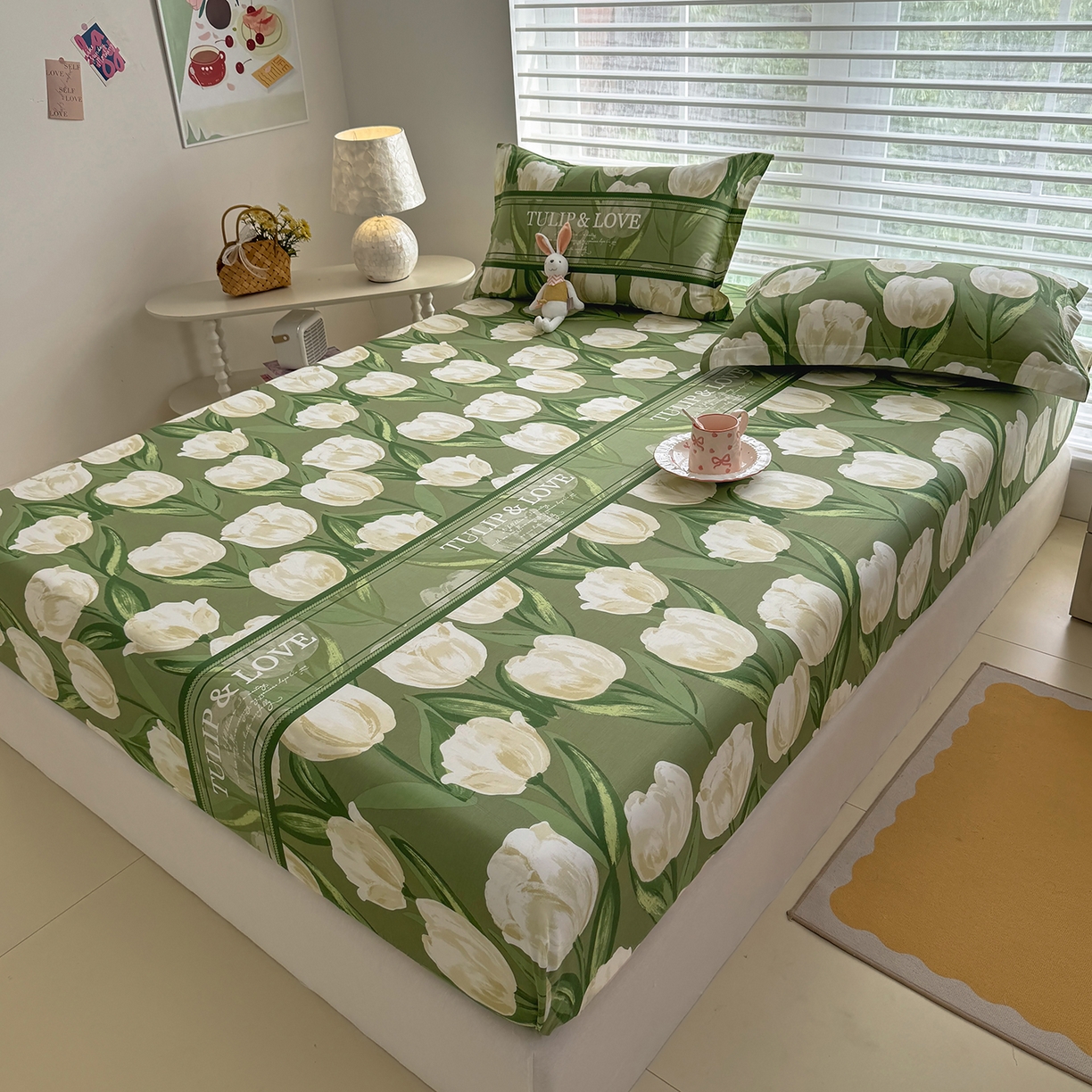 91家纺网 家纺一手货源 找家纺 壹贝家纺 2025新款A类印花全棉床笠 铃兰物语